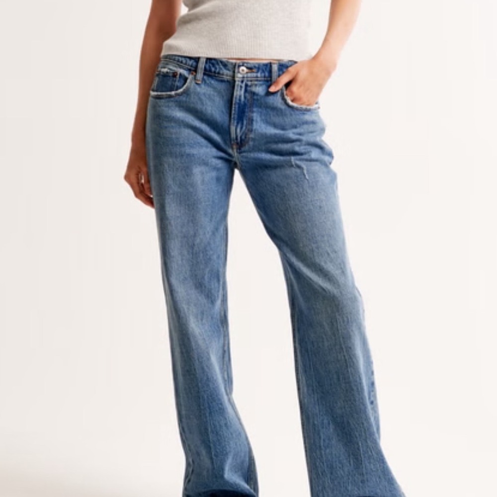 Abercrombie & Fitch The Baggy Low Rise Jeans Blue Size 24 Long New With Tags
